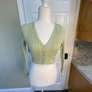 PRINCESS POLLY green button up cropped shirt